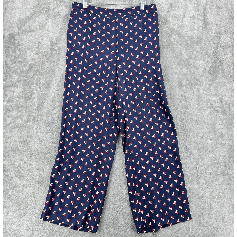 Boden Pants 12 Polka Dot Wide Leg Pull On Pockets High Rise Retro Stretch Boho